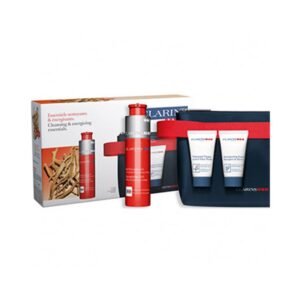 Clarins Men Gift Set 50ml Energizing Gel + 30ml Shampoo & Shower Gel + 30ml Active Face Wash + Wash Bag