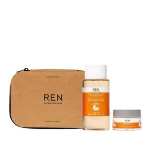 Ren All Is Bright Gift Set 250ml Tonic + 50ml Cream (This giftset contains: 1x 250ml Ready Steady Glow Daily AHA Tonic 1x 50ml Overnight Glow Dark Spot Sleeping Cream)