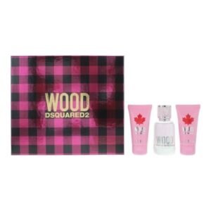 DSquared2 Wood For Her Gift Set 50ml EDT + 50ml Body Lotion + 50ml Shower Gel