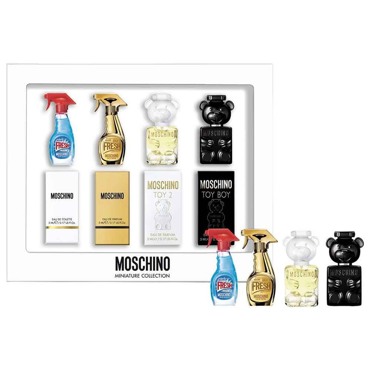 Moschino Miniature Gift Set 5ml Fresh EDT + 5ml Fresh Gold EDP + 5ml Toy 2 EDP + 5ml Toy Boy EDP