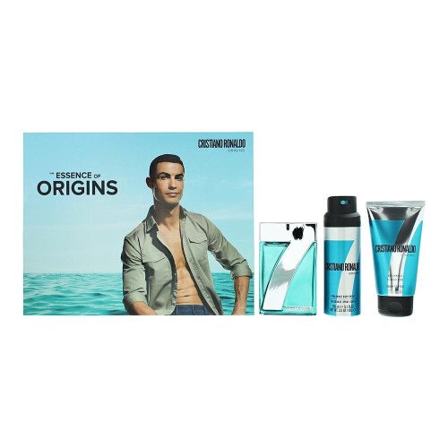 Cristiano Ronaldo CR7 Origins Gift Set 100ml EDT Spray + 150ml Shower Gel + 150ml Body Spray
