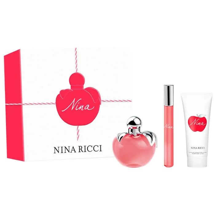 Nina Ricci Nina Gift Set 50ml EDT Spray + 75ml Body Lotion + 10ml EDT Rollerball