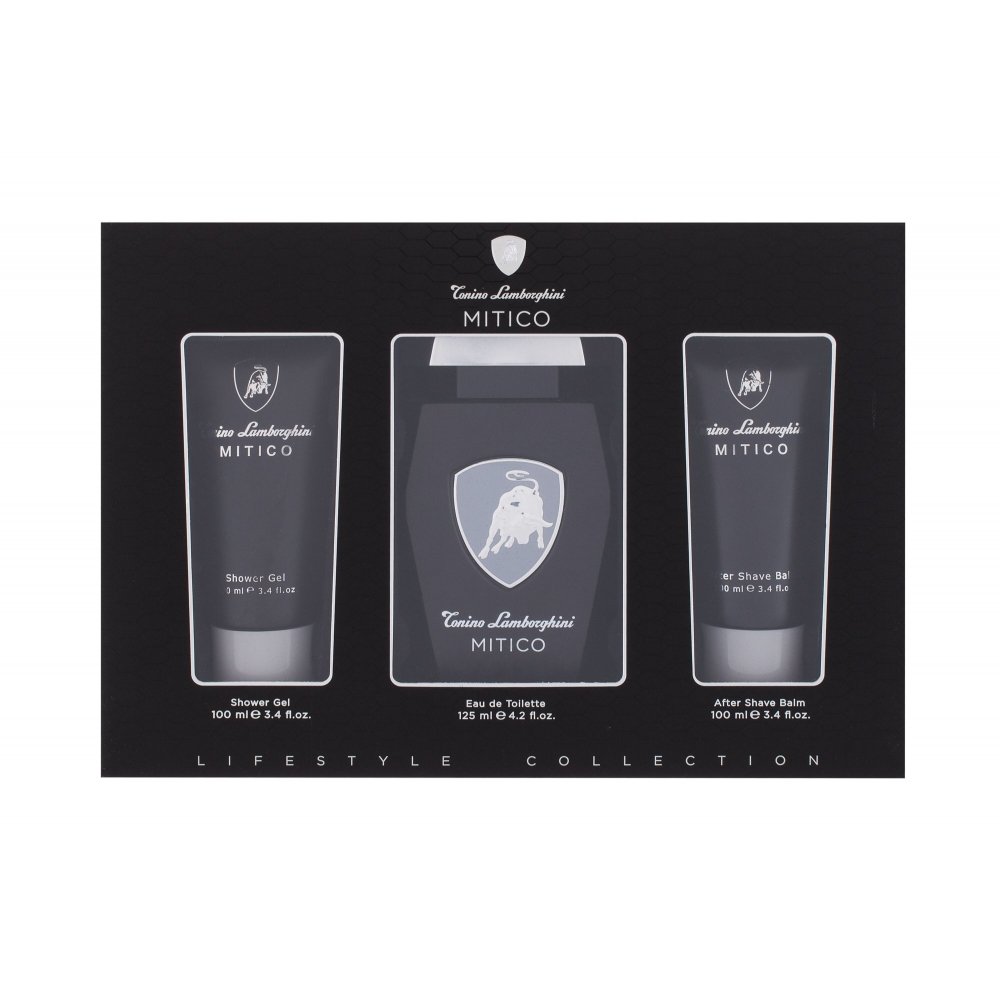 Lamborghini Mitico Gift Set 125ml EDT + 100ml Shower Gel + 100ml Aftershave Balm