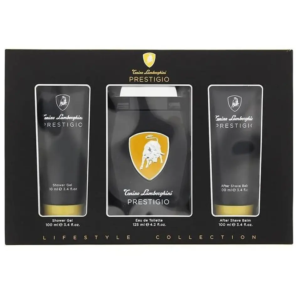 Lamborghini Prestigio Gift Set 125ml EDT Spray + 100ml Shower Gel + 100ml Aftershave Balm