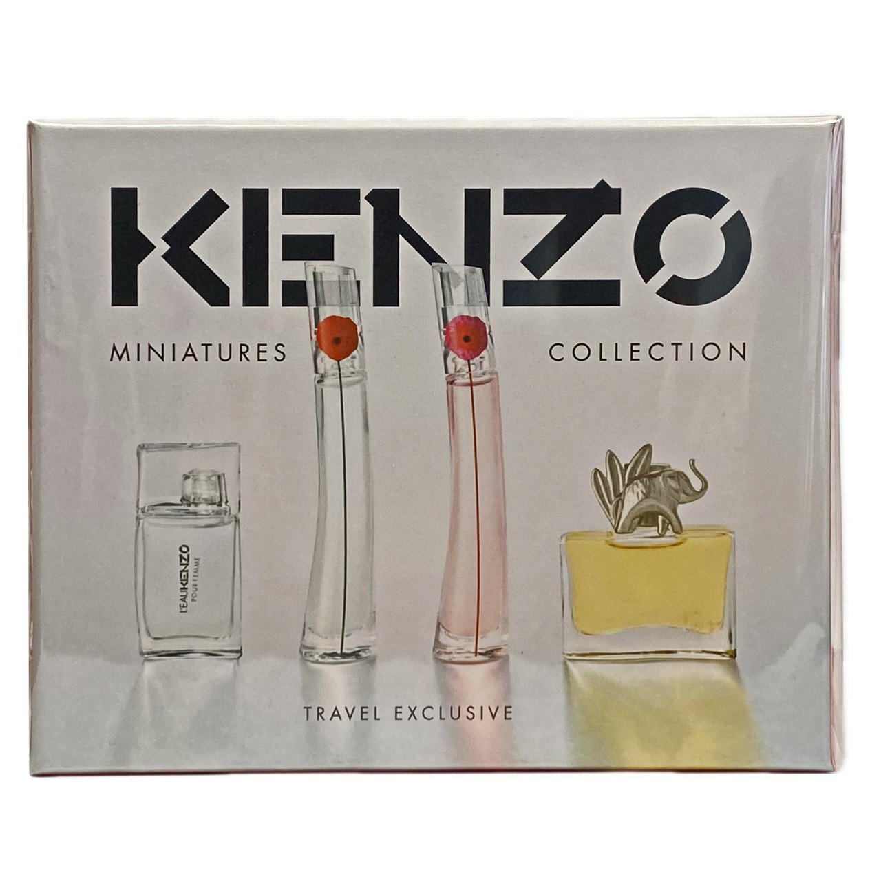 Kenzo Miniatures Gift Set 5ml Jungle Elephant EDP + 4ml Flower EDP + 4ml Flower by Kenzo Poppy Bouquet EDP + 5ml L'Eau Kenzo Pour Femme EDT