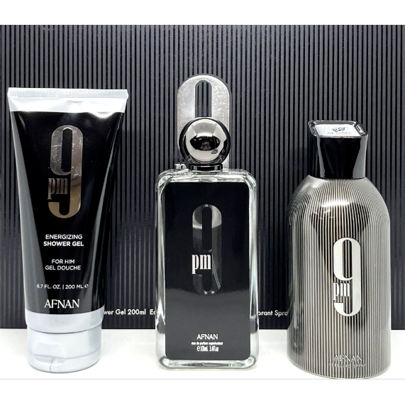 Afnan Perfumes 9PM Gift Set 100ml EDP + 150ml Shower Gel + 150ml Deodorant Spray