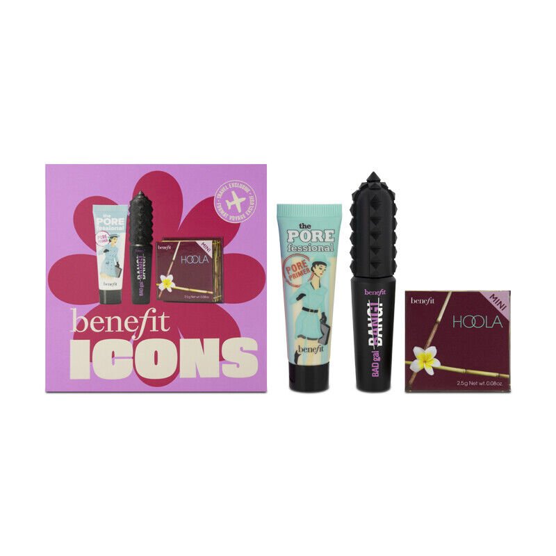 Benefit Icons Gift Set 7.5ml POREfessional Primer + 4ml BAGgal BANG! Mascara - Intense Pitch Black + 2.5g Matte Bronzer