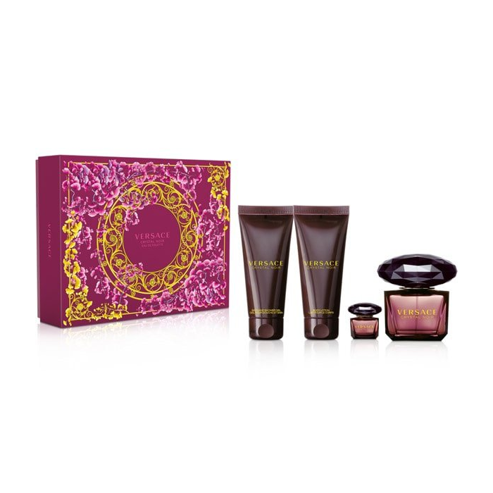 Versace Crystal Noir Gift Set 90ml EDT + 100ml Body Lotion + 100ml Shower Gel + 5ml EDT