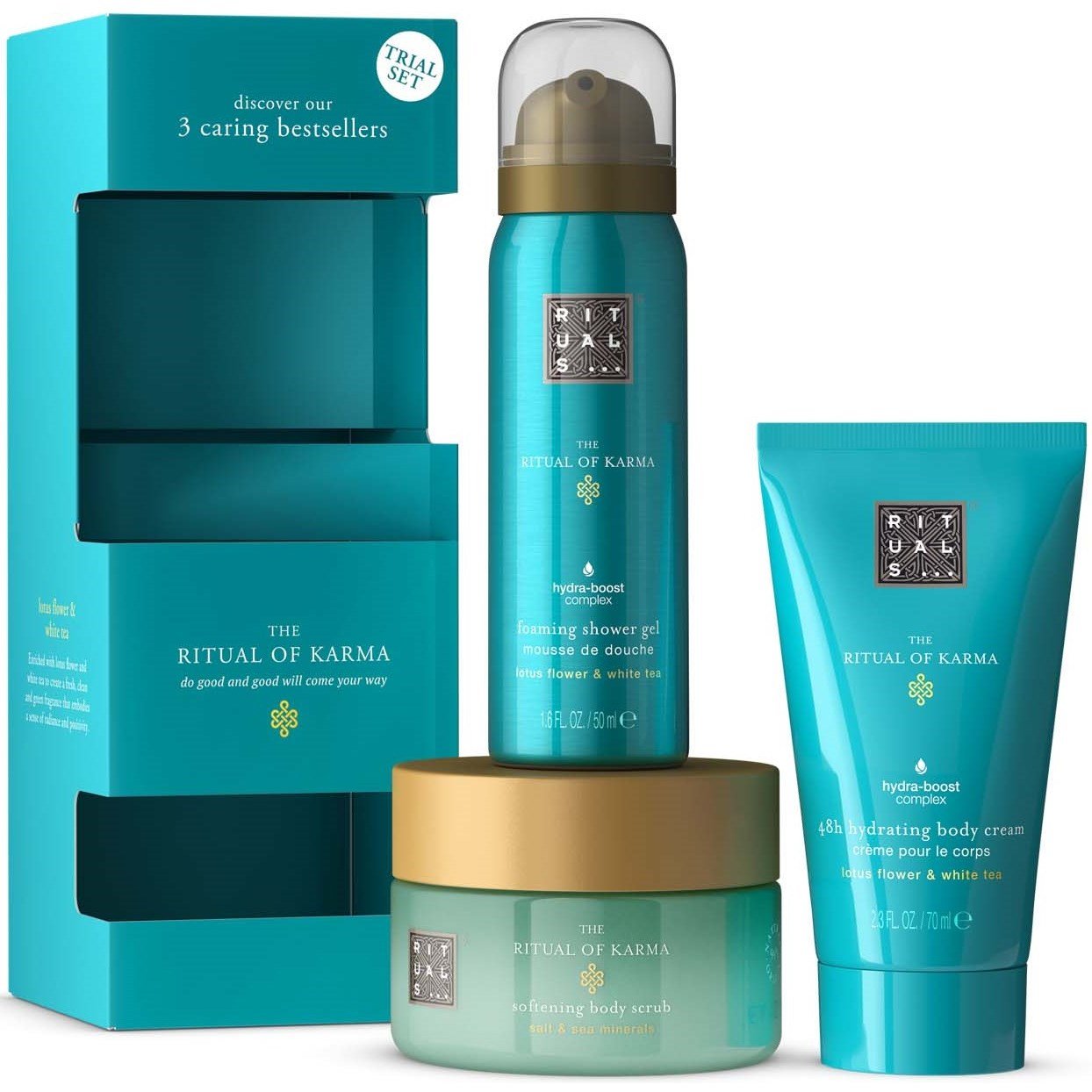 Rituals The Ritual of Karma Gift Set 50ml Shower Foam + 70ml Body Cream + 125g Body Peeling