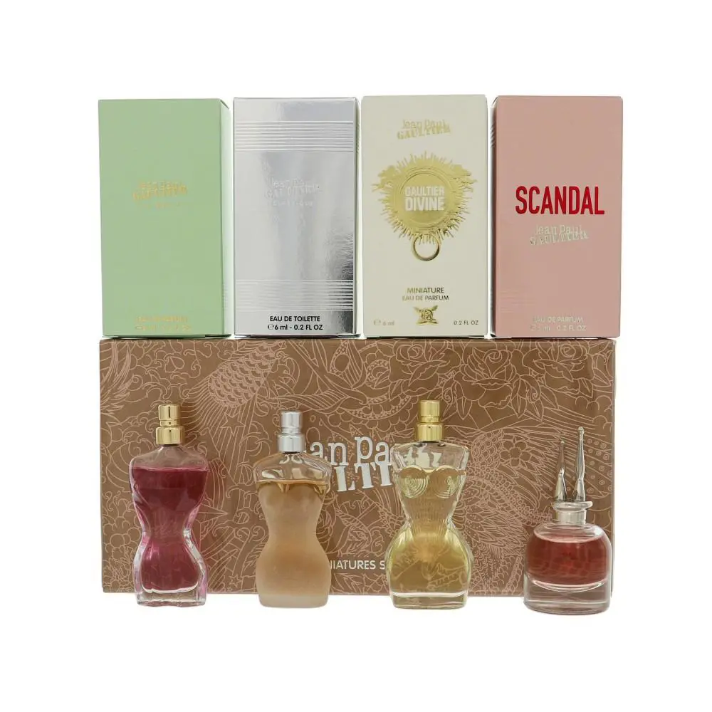 Jean Paul Gaultier Miniatures Gift Set 6ml Scandal EDP + 6ml Divine EDP + 6ml Classique EDT + 6ml La Belle EDP