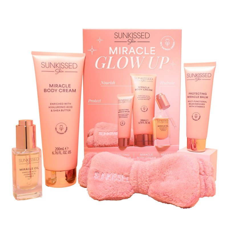 Sunkissed Miracle Glow Up Gift Set 40ml Protective Miracle Balm + 30ml Miracle Oil + 200ml Body Cream + 1 Piece Headband