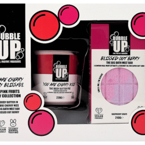 Bubble Up Cherry Berry Bath & Body Gift Set 210g Big Bath Bar Berry & 220g Body Butter Cherry Nice