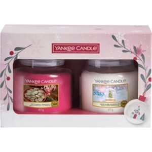 Yankee Candle Gift Set 411g Peppermint Pinwheels Candle + 411g Snow Globe Wonderland Candle