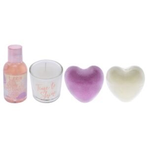 Style & Grace Bubble Boutique Relax and Bathe Gift Set 100ml Body Wash + 2 x 20g Heart Bath Fizzer + 30g Candle + Votive
