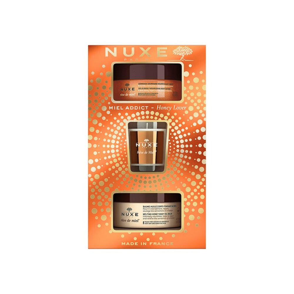 Nuxe Honey Lover Gift Set 175ml Rêve de Miel Body Scrub + 200ml Rêve de Miel Body Oil Balm + 70g Rêve de Miel Candle