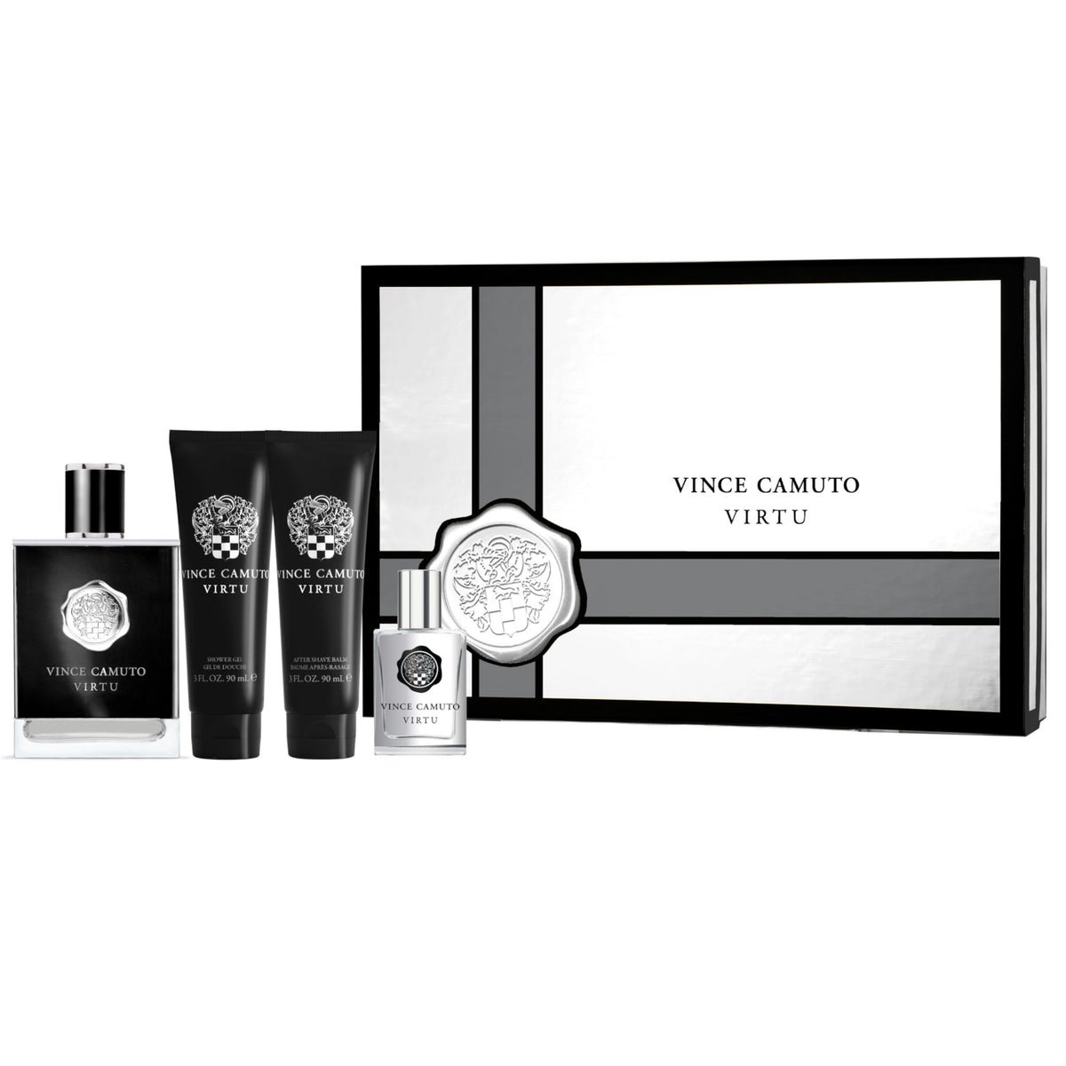 Vince Camuto Virtu Gift Set 100ml EDT + 15ml EDT + 90ml Aftershave Balm + 90ml Shower Gel