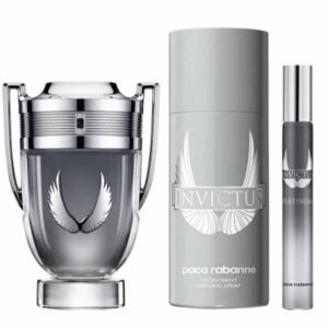 Paco Rabanne Invictus Platinum Gift Set 100ml EDP Spray + 150ml Deodorant Spray + 10ml EDP Mini Spray