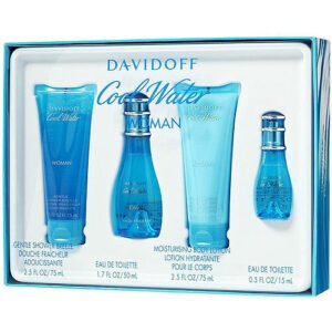 Davidoff Cool Water Woman Gift Set 50ml EDT + 75ml Body Lotion + 75ml Shower Gel + 15ml EDT