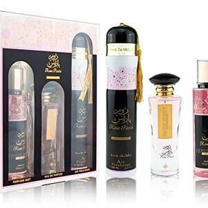 Ard Al Zaafaran Rose Paris Night Gift Set 100ml EDP + 250ml Body Mist + 300ml Air Freshener