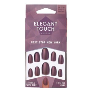 Elegant Touch Oval 24 False Nails with Glue - Next Stop New York