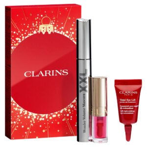 Clarins Wonder Volume Set: Wonder XXL Mascara 8ml + Lip Comfort Oil 1.4ml + Total Eye Lift Cream 3ml