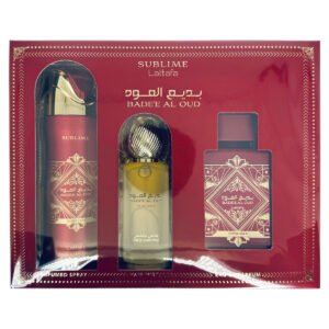 Lattafa Perfumes Bade'e Al Oud Sublime Gift Set 100ml EDP + 200ml Perfumed Body Spray + 300ml Air Freshener